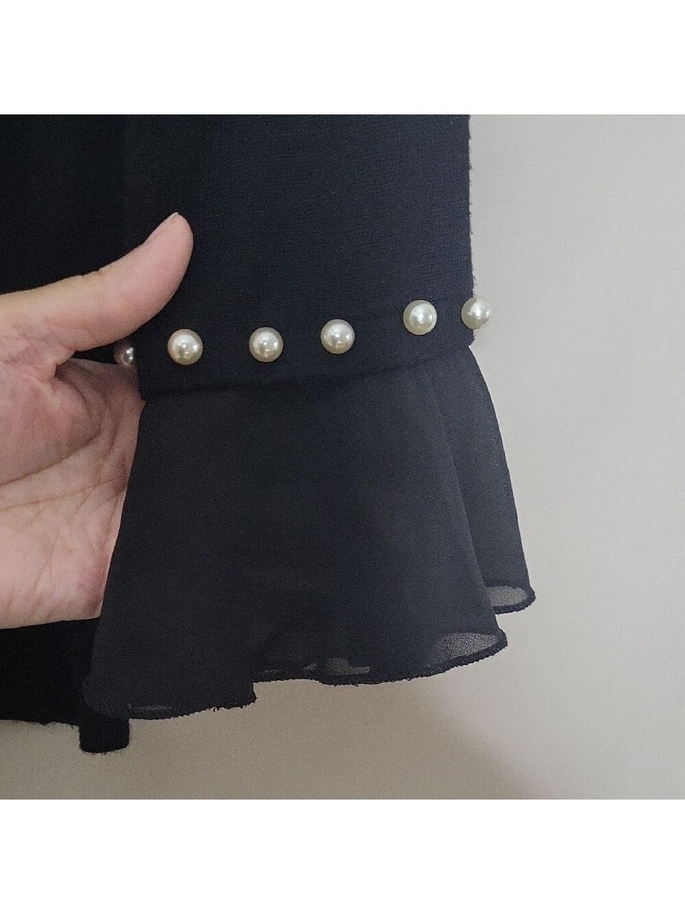Womens Plus | Cato Black Long Sleeve Top with Pearl Details| BB215Q - Picture 7 of 8